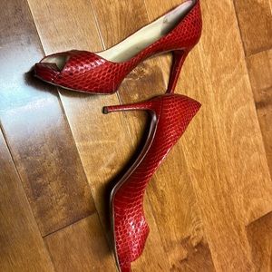 Christian Louboutin Red Python platform pumps 40